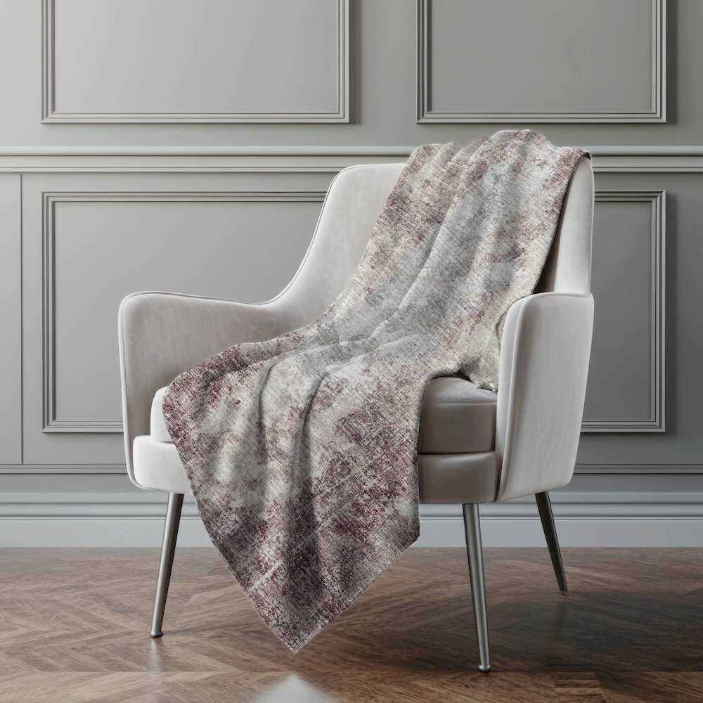 Premium Machine Washable ASB68 Plum 50" x 70" Sherpa Throw Blanket. Picture 5