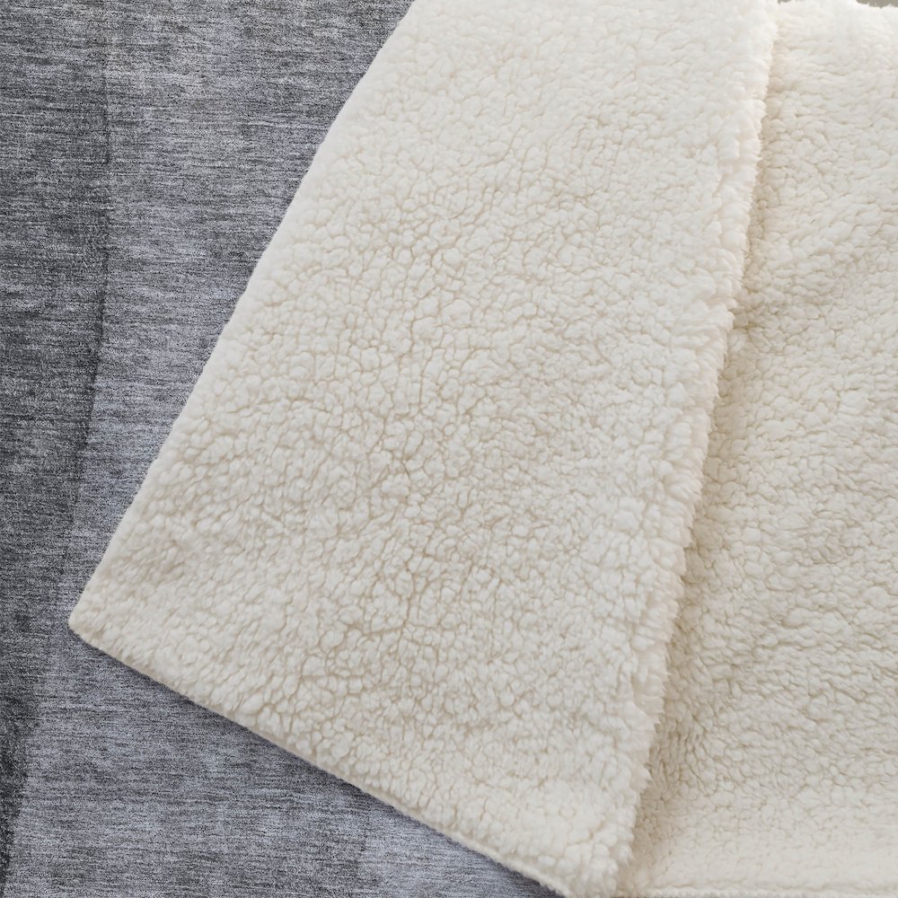 Premium Machine Washable ASB690 Gray 50" x 70" Sherpa Throw Blanket. Picture 2
