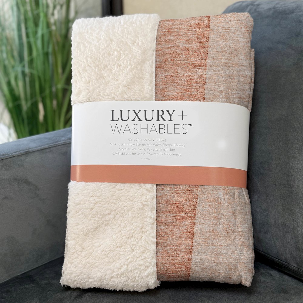 Premium Machine Washable ASB690 Paprika 50" x 70" Sherpa Throw Blanket. Picture 3