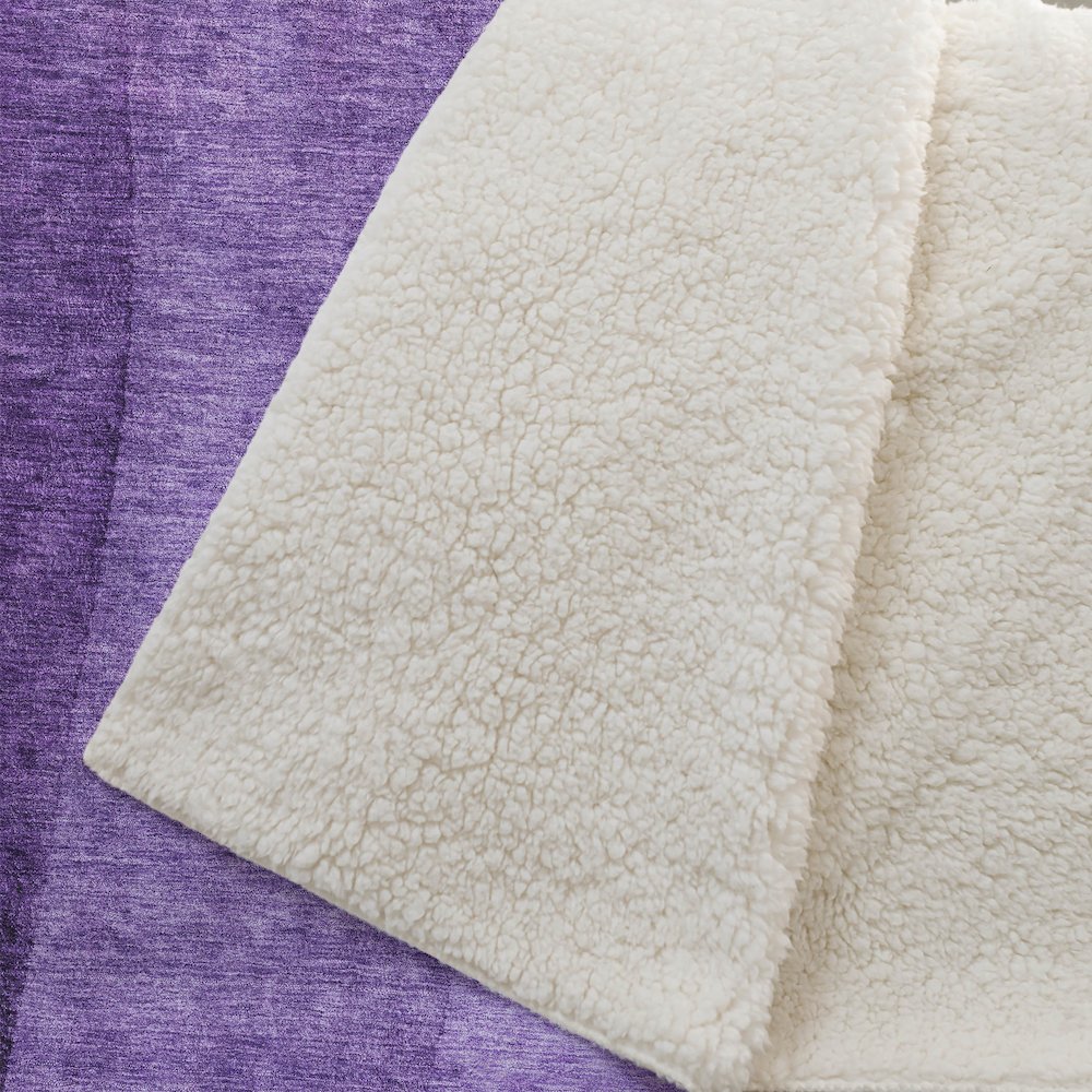 Premium Machine Washable ASB690 Purple 50" x 70" Sherpa Throw Blanket. Picture 2