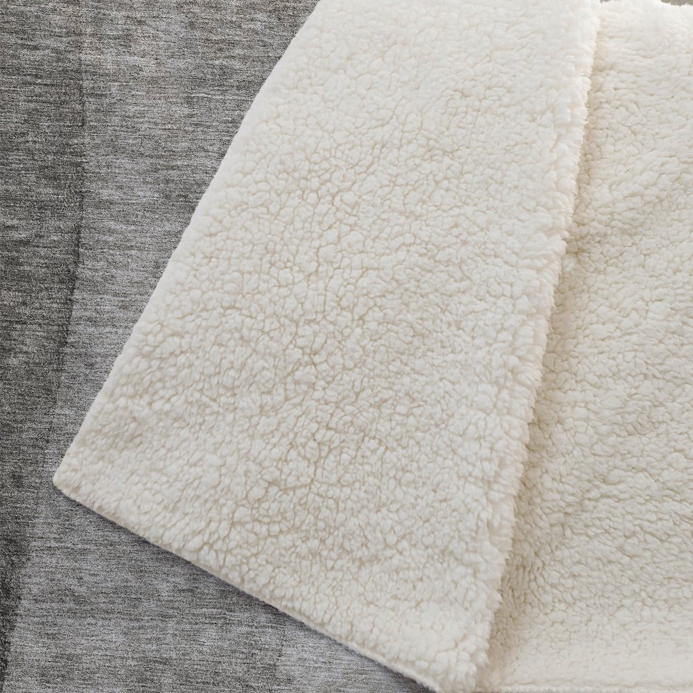 Premium Machine Washable ASB690 Taupe 50" x 70" Sherpa Throw Blanket. Picture 2