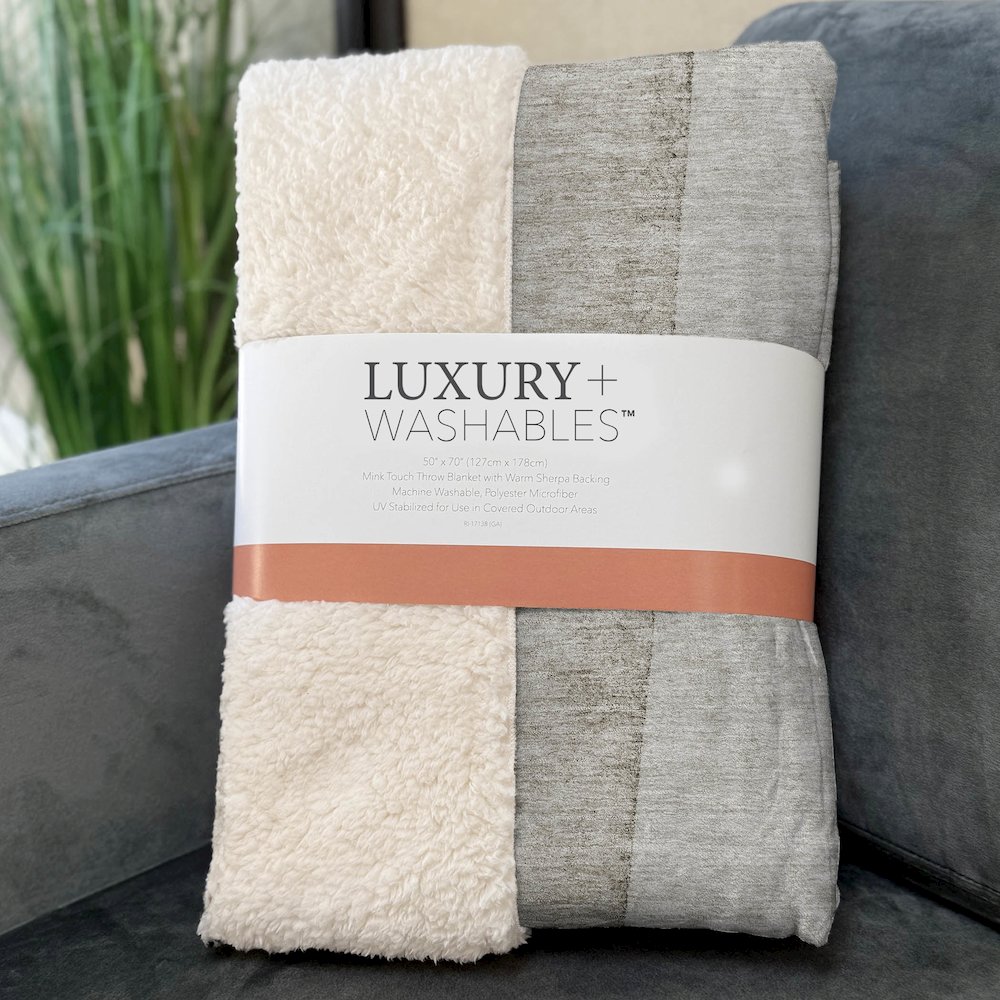 Premium Machine Washable ASB690 Taupe 50" x 70" Sherpa Throw Blanket. Picture 3