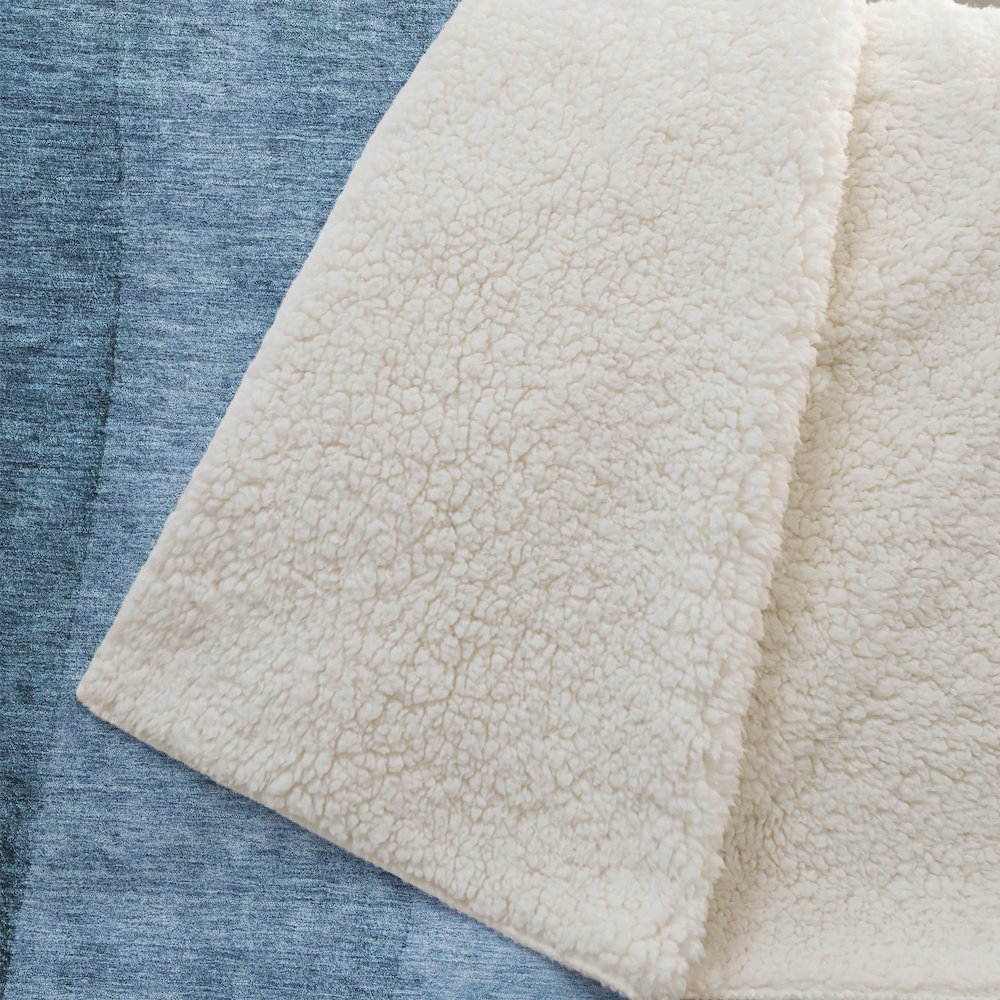 Premium Machine Washable ASB690 Teal 50" x 70" Sherpa Throw Blanket. Picture 2