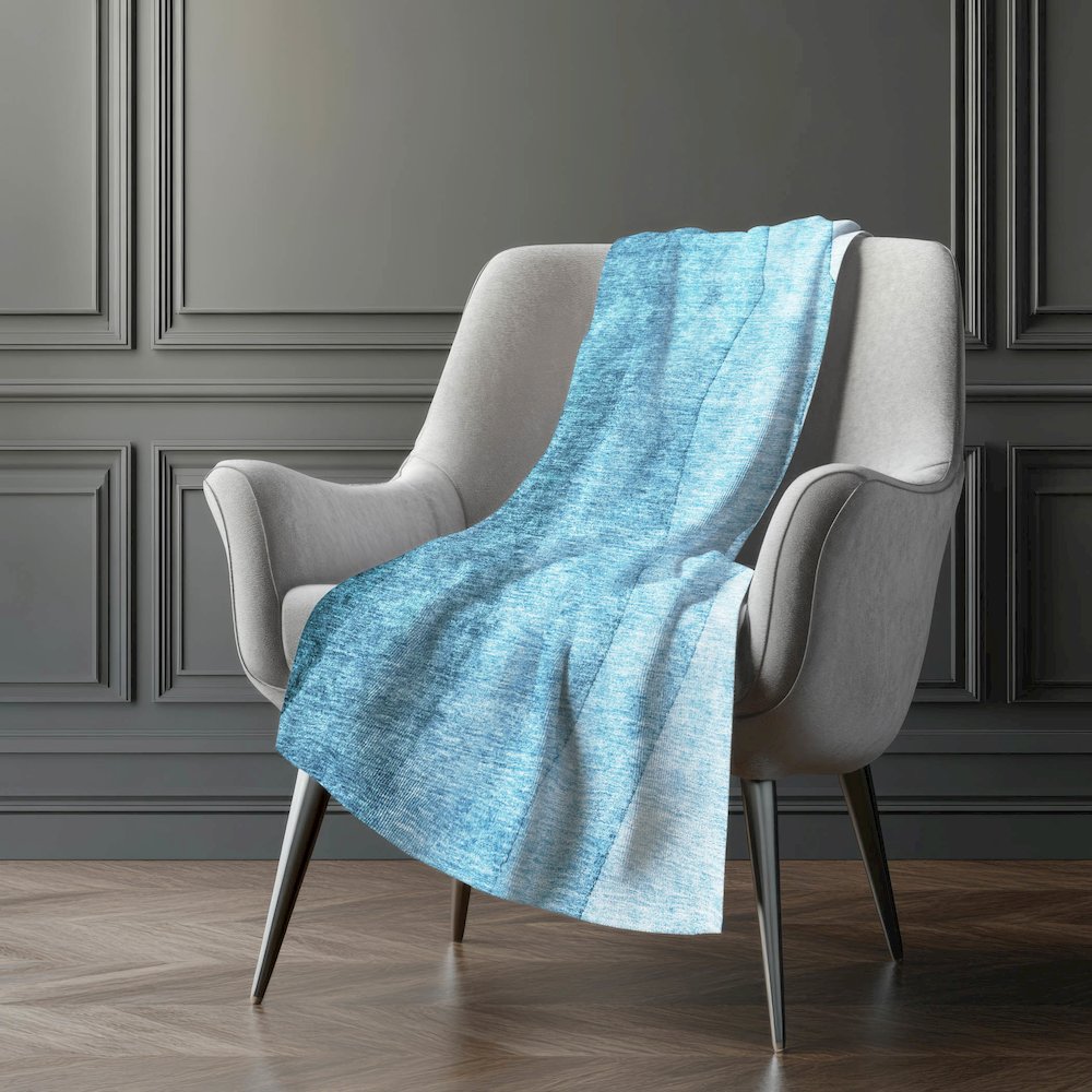 Premium Machine Washable ASB690 Teal 50" x 70" Sherpa Throw Blanket. Picture 5