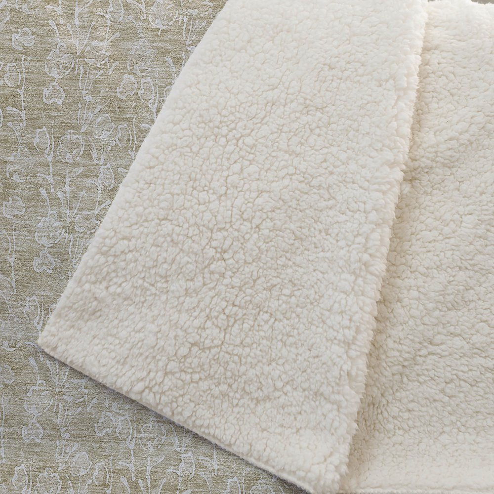 Premium Machine Washable ASB691 Beige 50" x 70" Sherpa Throw Blanket. Picture 2