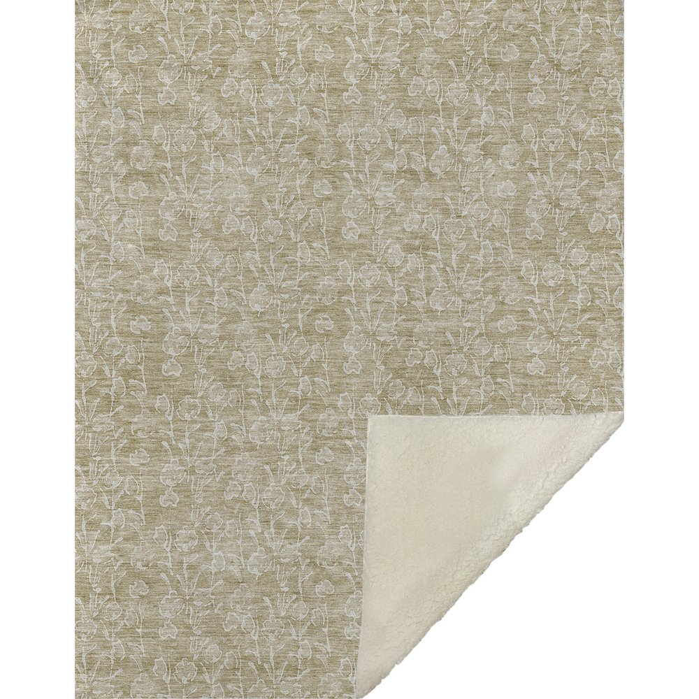 Premium Machine Washable ASB691 Beige 50" x 70" Sherpa Throw Blanket. Picture 1