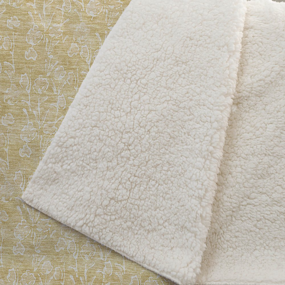 Premium Machine Washable ASB691 Gold 50" x 70" Sherpa Throw Blanket. Picture 2