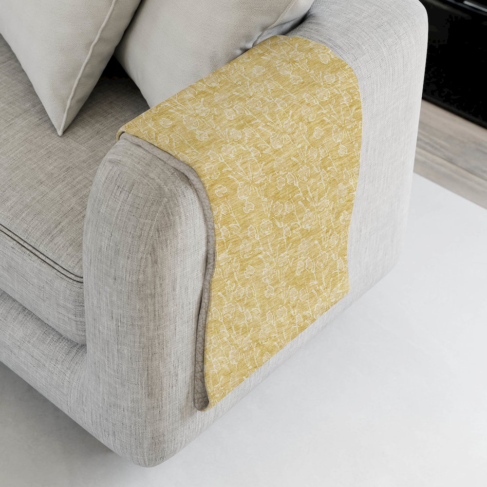 Premium Machine Washable ASB691 Gold 50" x 70" Sherpa Throw Blanket. Picture 4