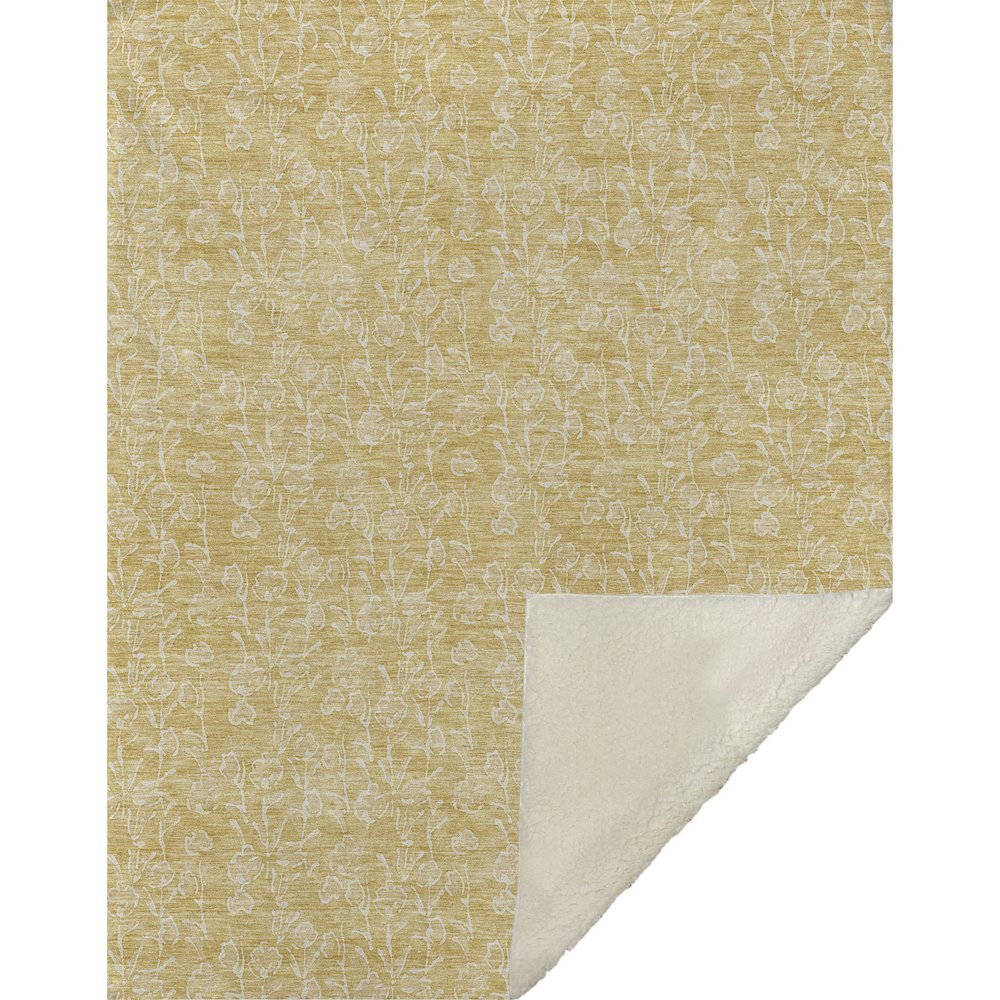 Premium Machine Washable ASB691 Gold 50" x 70" Sherpa Throw Blanket. Picture 1
