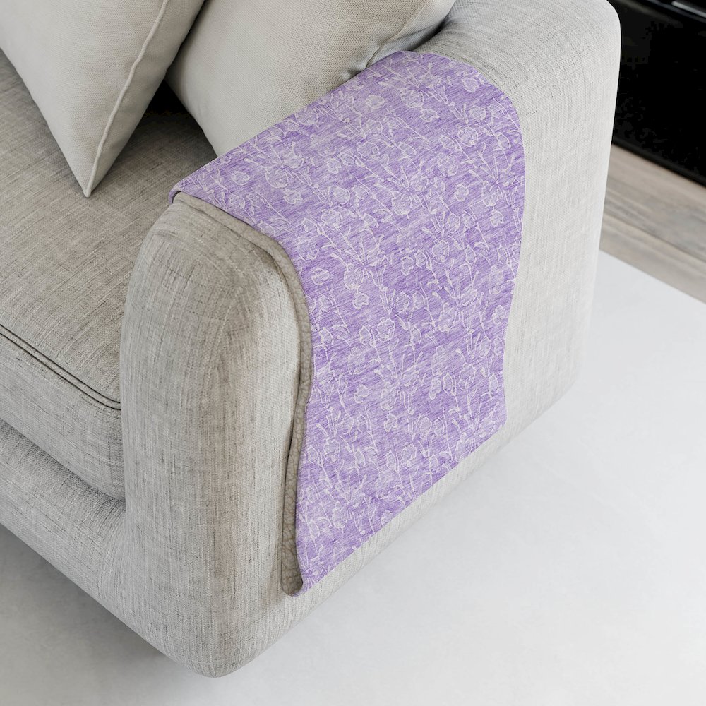 Premium Machine Washable ASB691 Lilac 50" x 70" Sherpa Throw Blanket. Picture 4