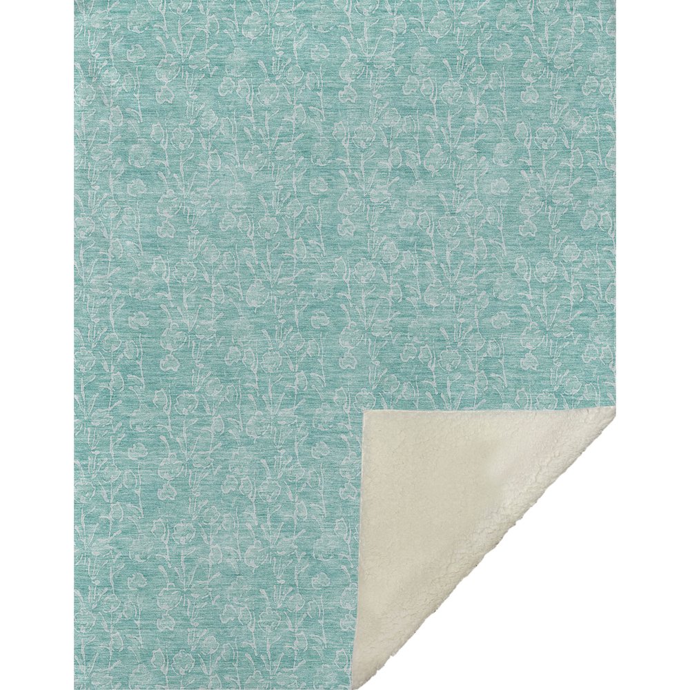 Premium Machine Washable ASB691 Teal 50" x 70" Sherpa Throw Blanket. Picture 1