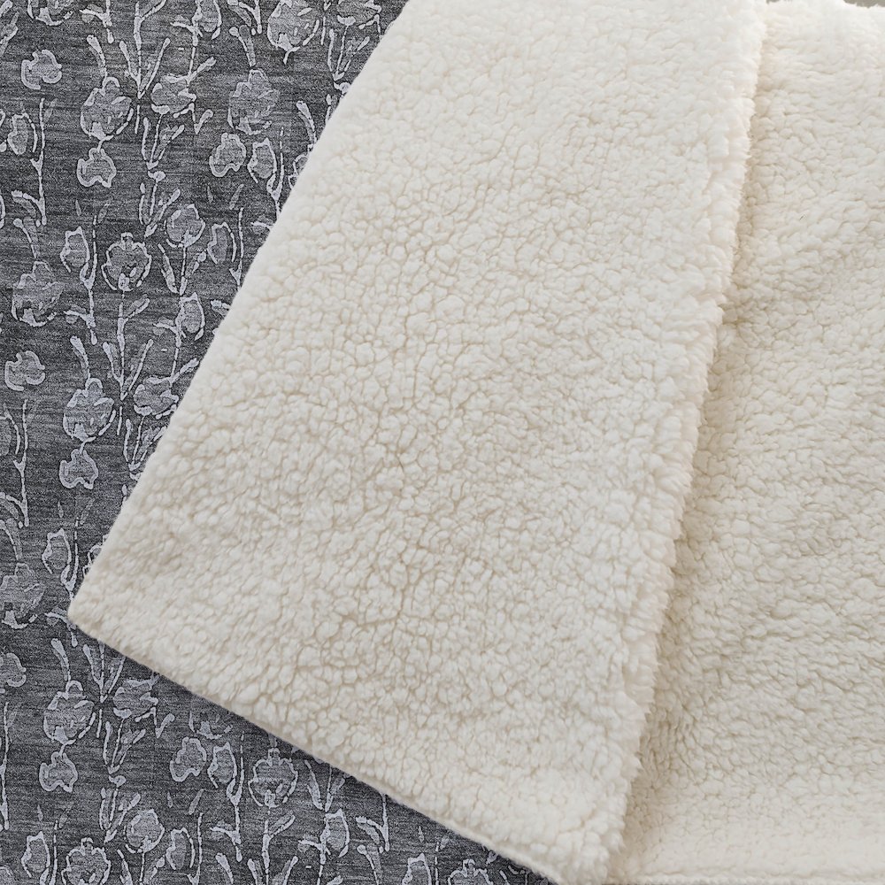 Premium Machine Washable ASB692 Gray 50" x 70" Sherpa Throw Blanket. Picture 2