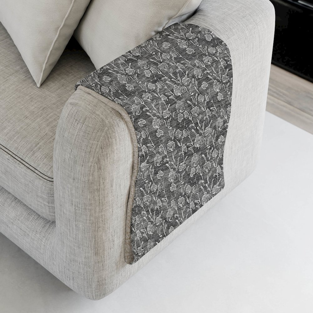 Premium Machine Washable ASB692 Gray 50" x 70" Sherpa Throw Blanket. Picture 4