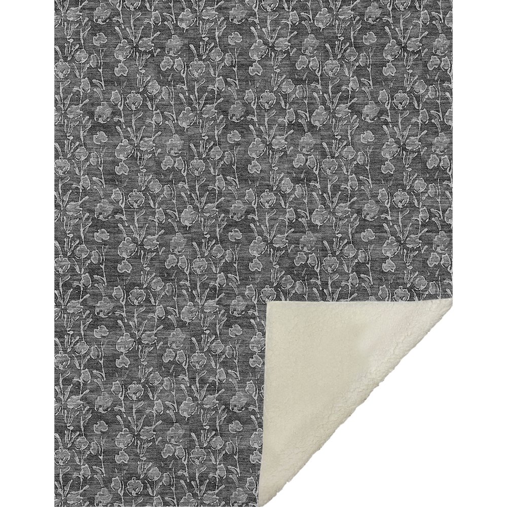 Premium Machine Washable ASB692 Gray 50" x 70" Sherpa Throw Blanket. Picture 1