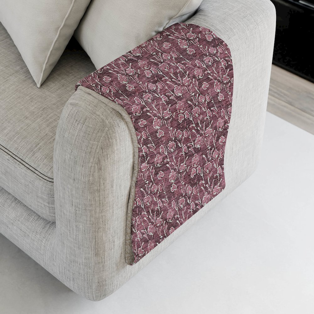 Premium Machine Washable ASB692 Merlot 50" x 70" Sherpa Throw Blanket. Picture 4