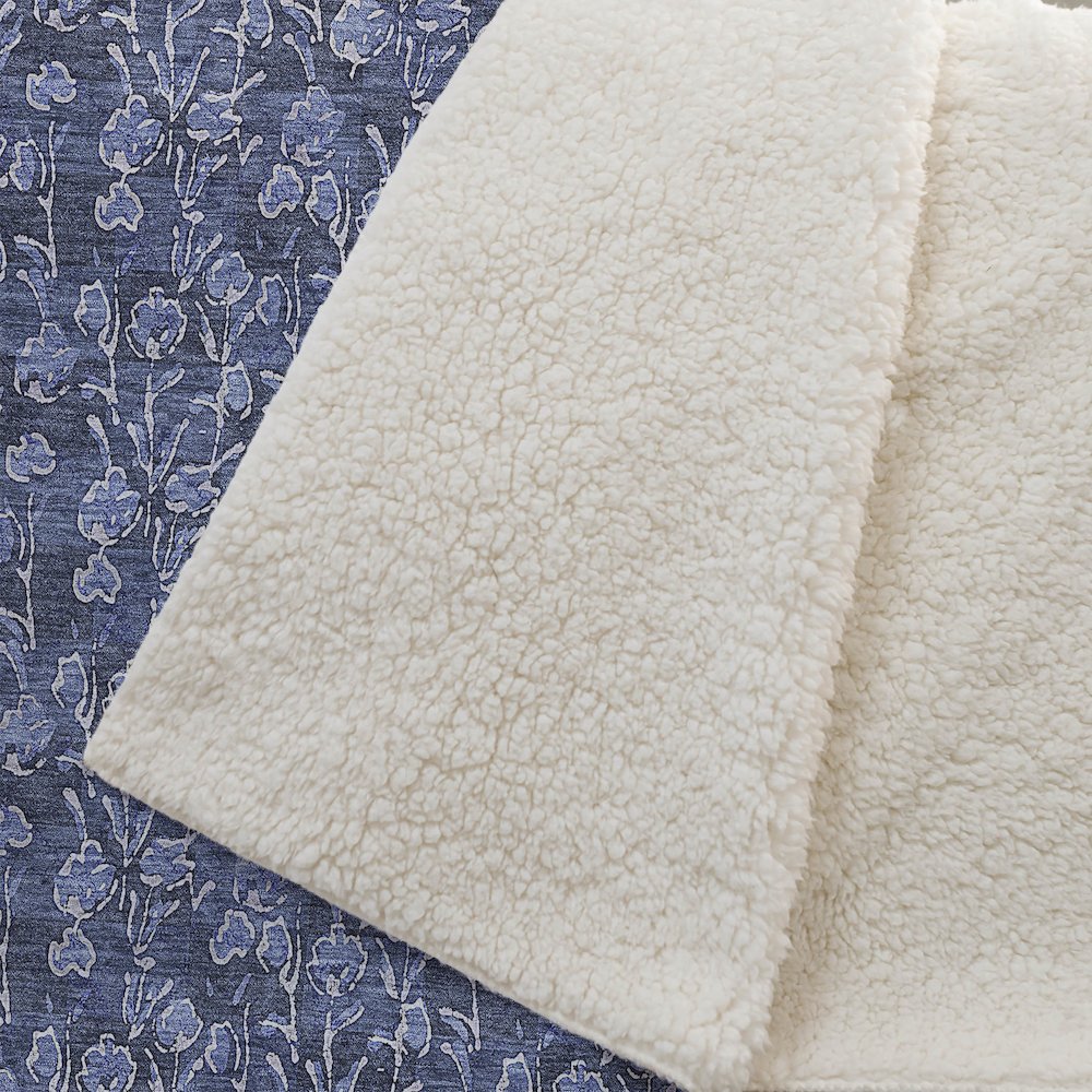 Premium Machine Washable ASB692 Navy 50" x 70" Sherpa Throw Blanket. Picture 2