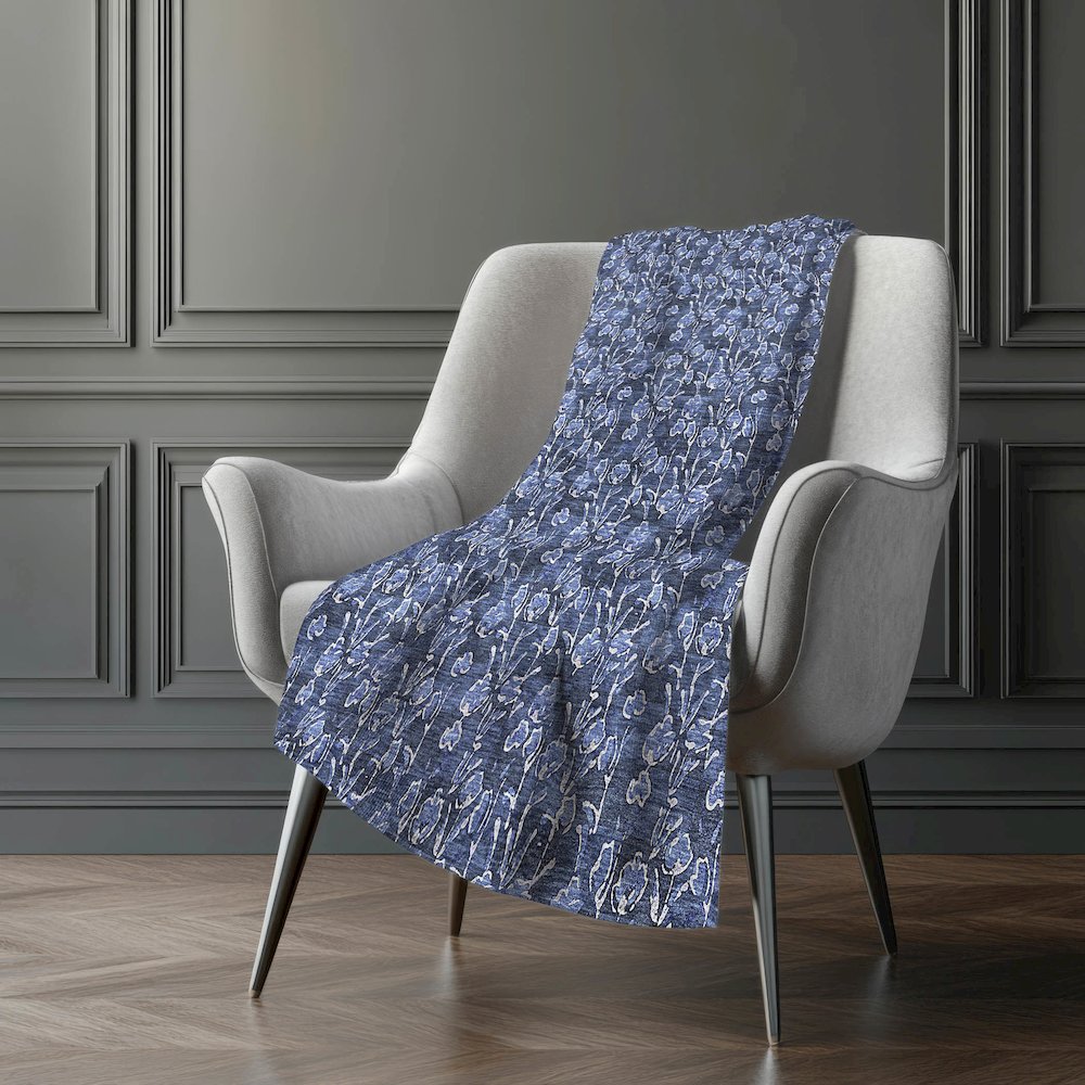Premium Machine Washable ASB692 Navy 50" x 70" Sherpa Throw Blanket. Picture 5