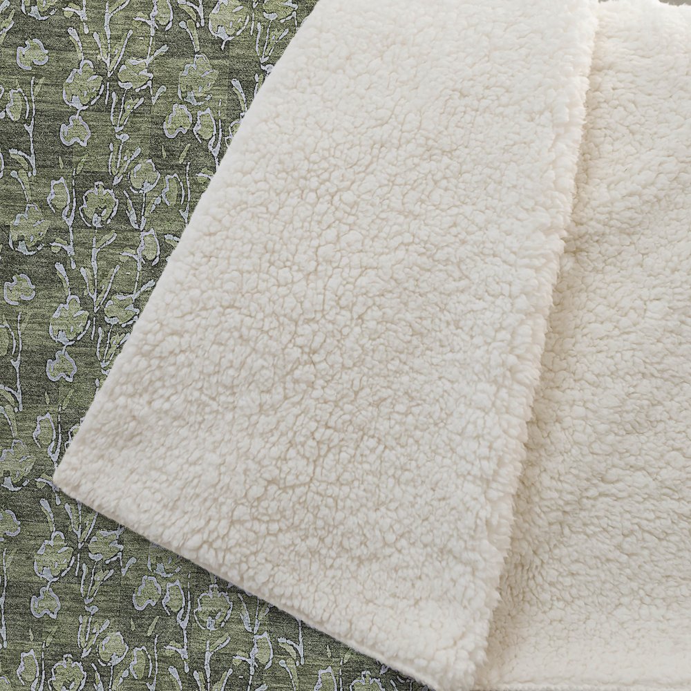 Premium Machine Washable ASB692 Olive 50" x 70" Sherpa Throw Blanket. Picture 2