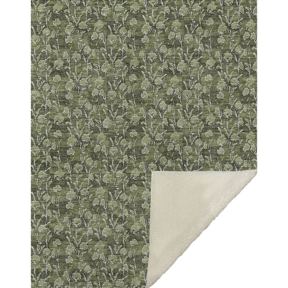 Premium Machine Washable ASB692 Olive 50" x 70" Sherpa Throw Blanket. Picture 1
