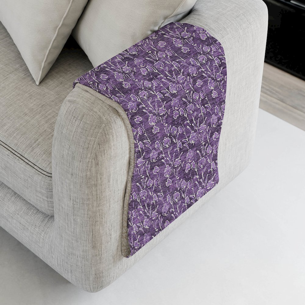 Premium Machine Washable ASB692 Purple 50" x 70" Sherpa Throw Blanket. Picture 4