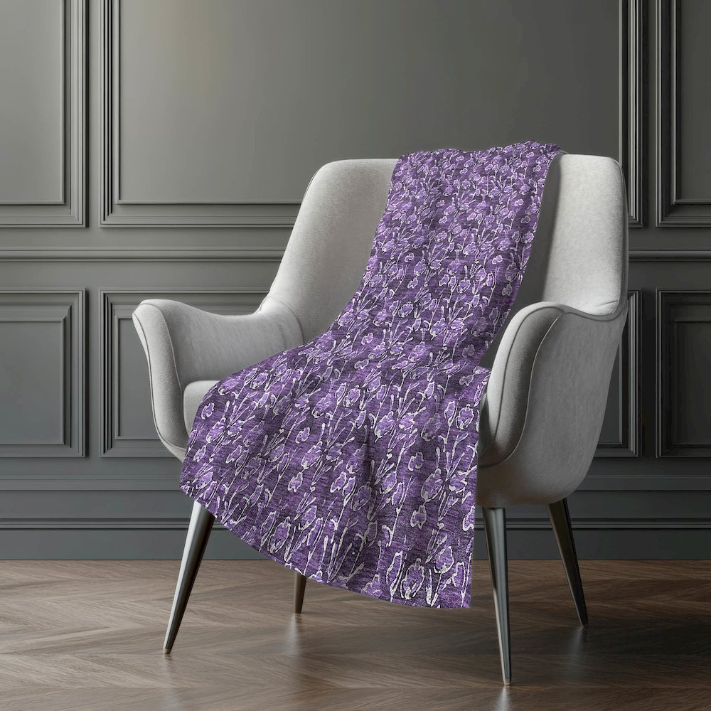 Premium Machine Washable ASB692 Purple 50" x 70" Sherpa Throw Blanket. Picture 5
