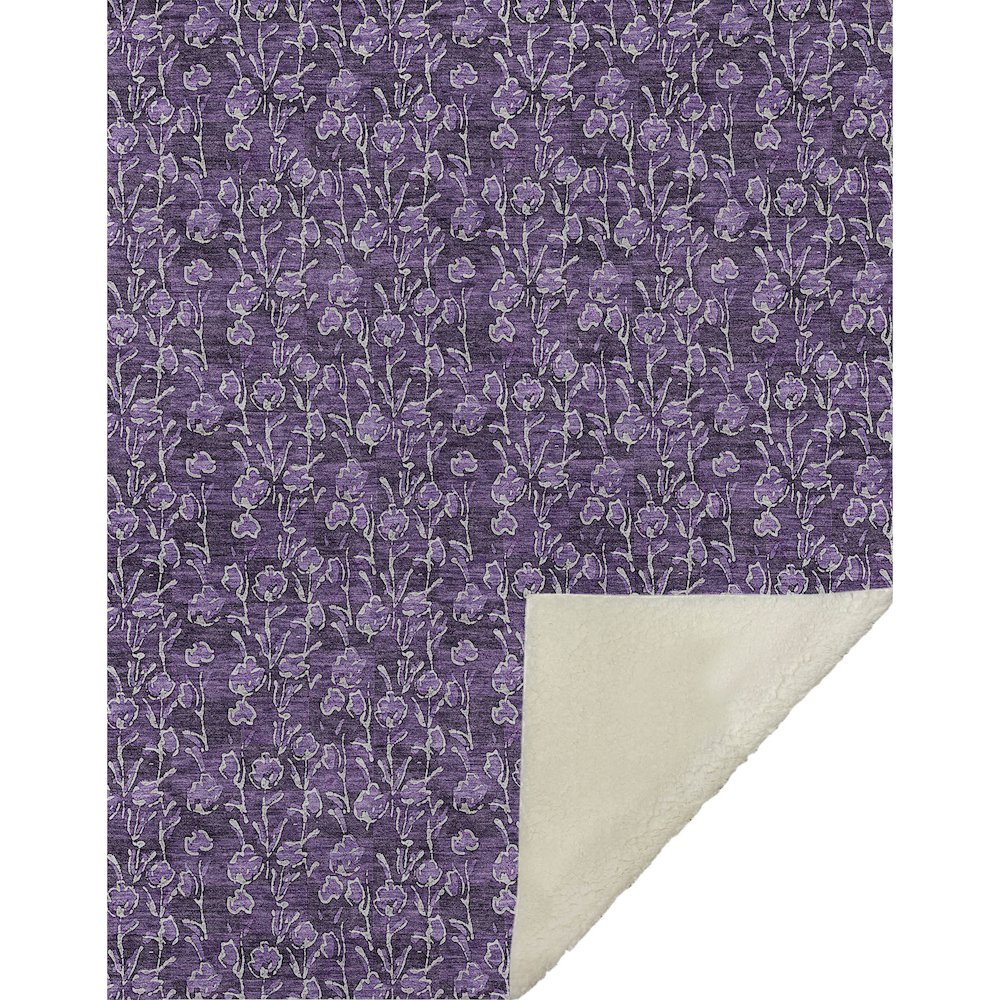 Premium Machine Washable ASB692 Purple 50" x 70" Sherpa Throw Blanket. Picture 1