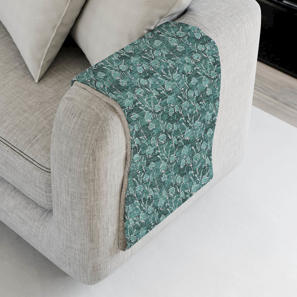 Premium Machine Washable ASB692 Teal 50" x 70" Sherpa Throw Blanket. Picture 4