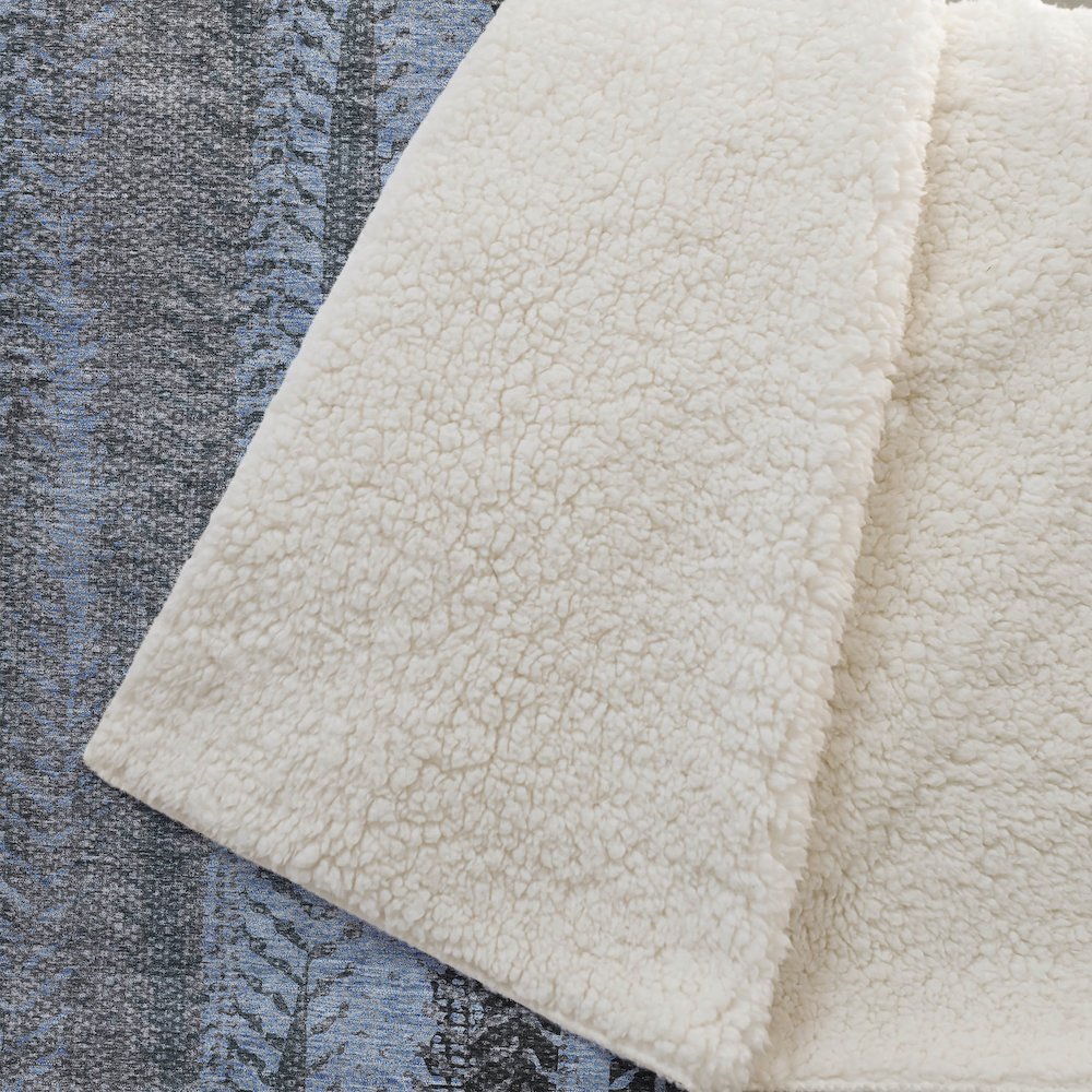 Premium Machine Washable ASB693 Blue 50" x 70" Sherpa Throw Blanket. Picture 2