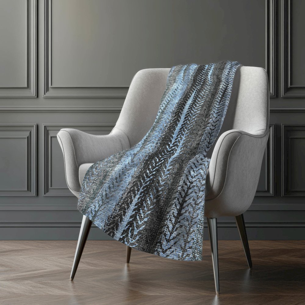 Premium Machine Washable ASB693 Blue 50" x 70" Sherpa Throw Blanket. Picture 5
