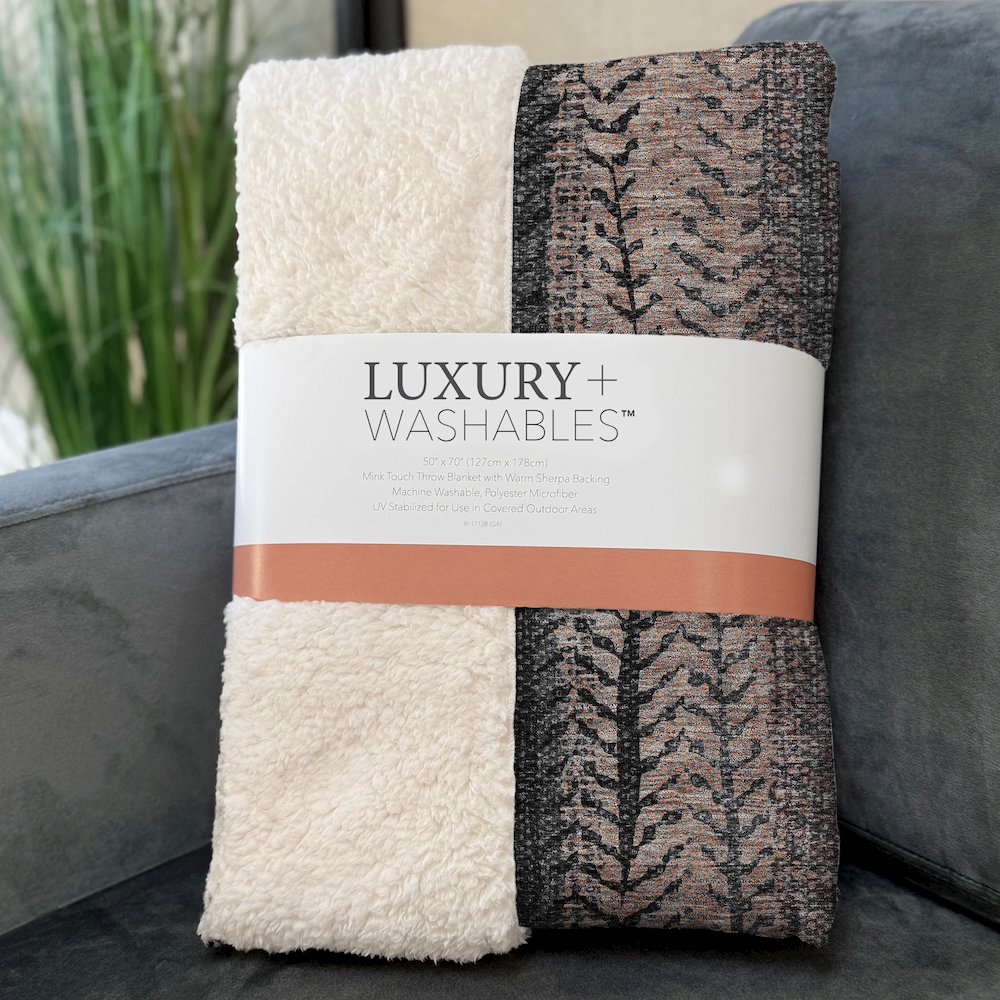 Premium Machine Washable ASB693 Terracotta 50" x 70" Sherpa Throw Blanket. Picture 3
