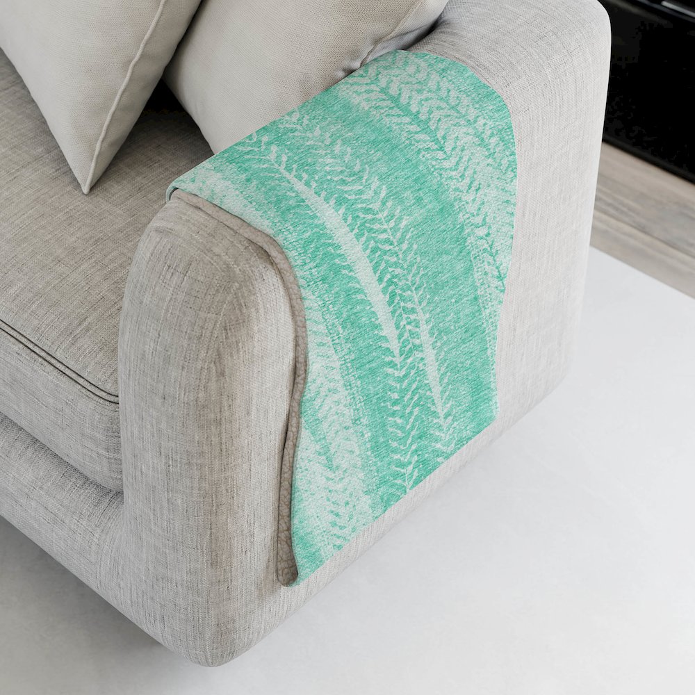 Premium Machine Washable ASB694 Aqua 50" x 70" Sherpa Throw Blanket. Picture 4