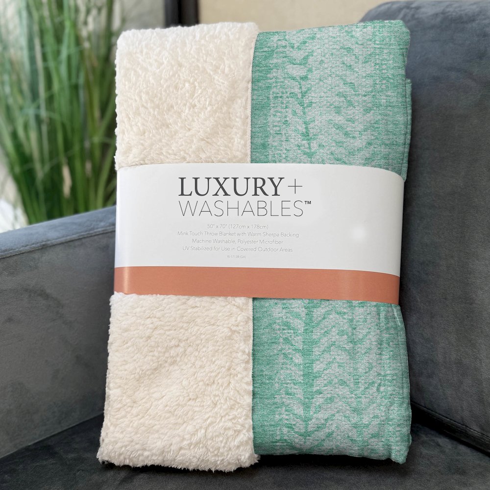 Premium Machine Washable ASB694 Aqua 50" x 70" Sherpa Throw Blanket. Picture 3