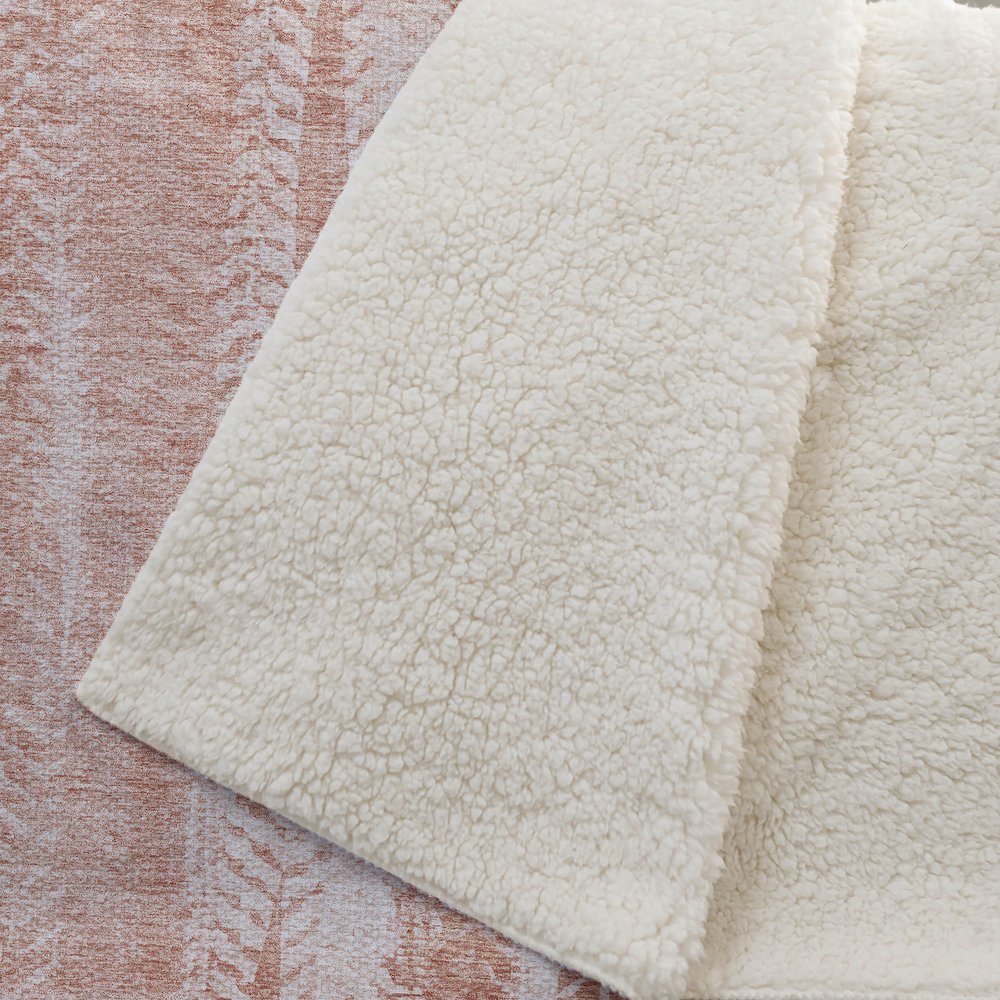 Premium Machine Washable ASB694 Coral 50" x 70" Sherpa Throw Blanket. Picture 2