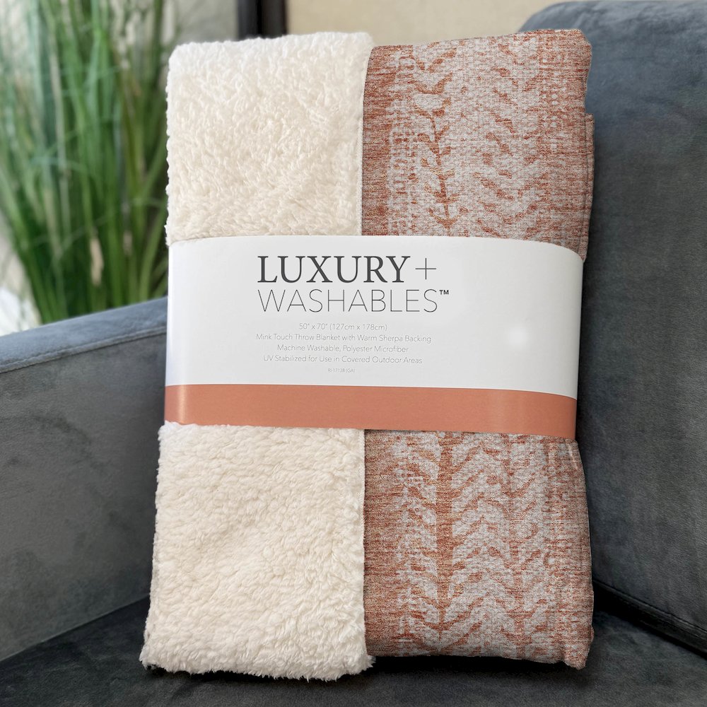 Premium Machine Washable ASB694 Coral 50" x 70" Sherpa Throw Blanket. Picture 3