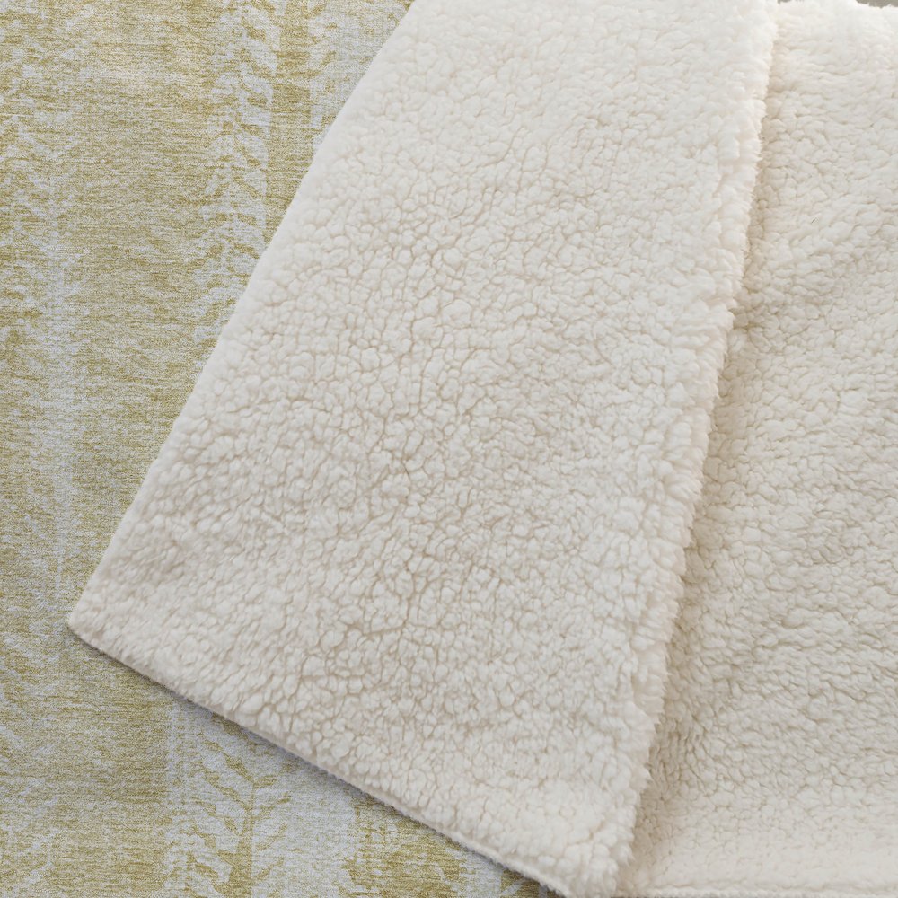 Premium Machine Washable ASB694 Gold 50" x 70" Sherpa Throw Blanket. Picture 2