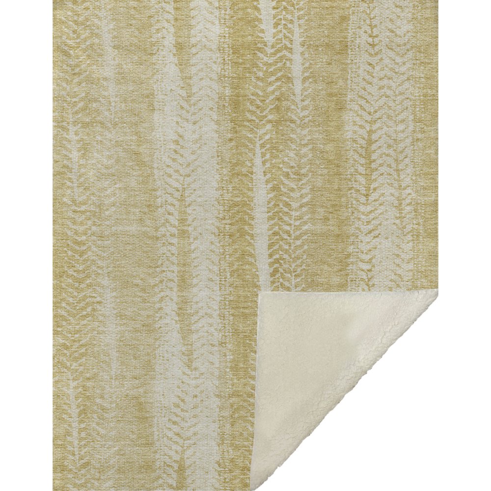 Premium Machine Washable ASB694 Gold 50" x 70" Sherpa Throw Blanket. Picture 1
