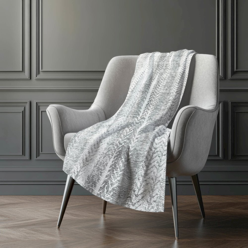 Premium Machine Washable ASB694 Silver 50" x 70" Sherpa Throw Blanket. Picture 5
