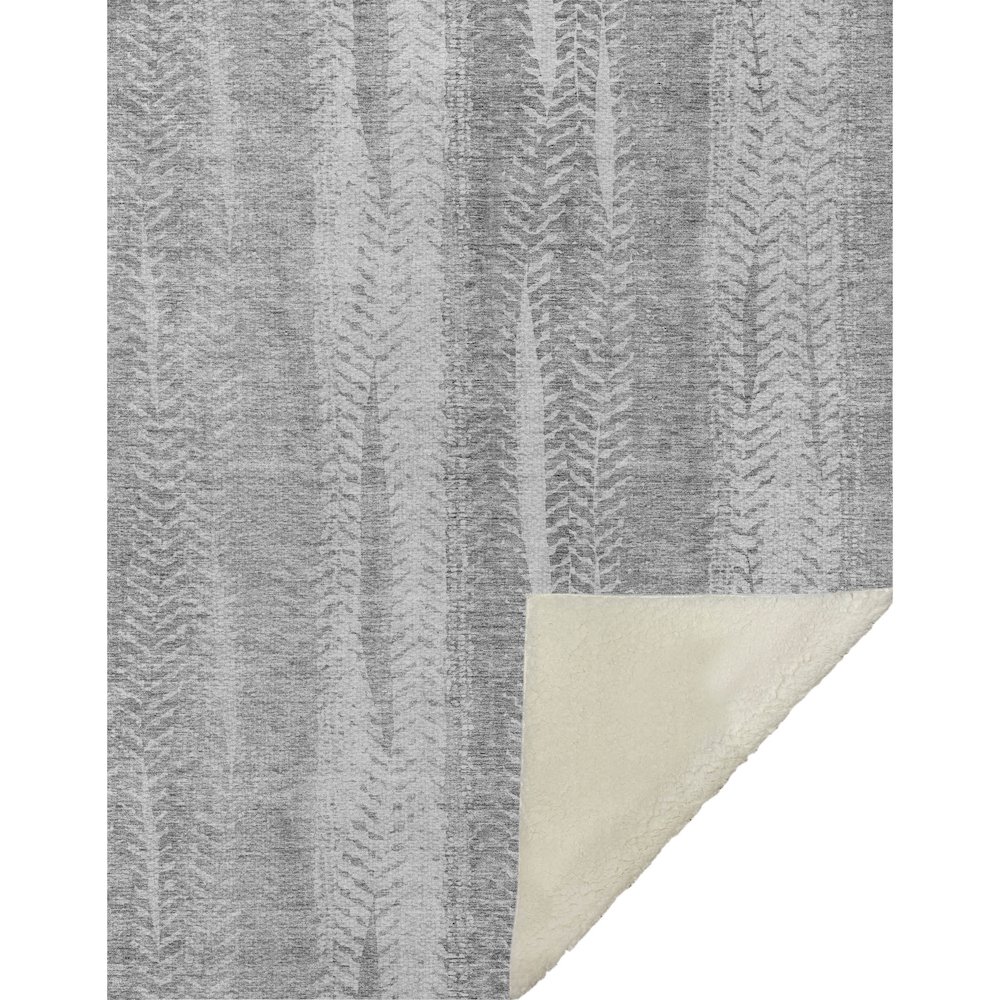 Premium Machine Washable ASB694 Silver 50" x 70" Sherpa Throw Blanket. Picture 1