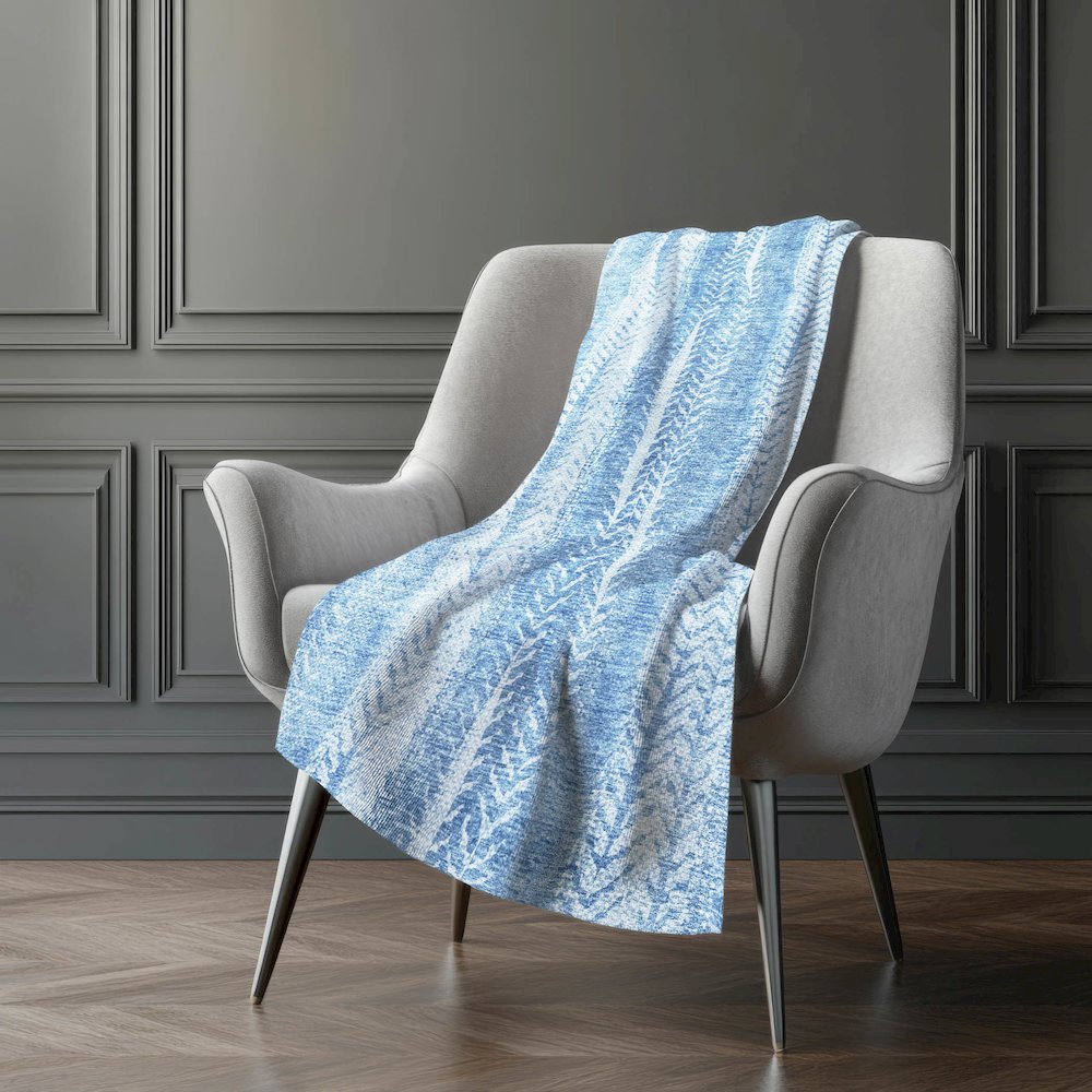 Premium Machine Washable ASB694 Sky 50" x 70" Sherpa Throw Blanket. Picture 5