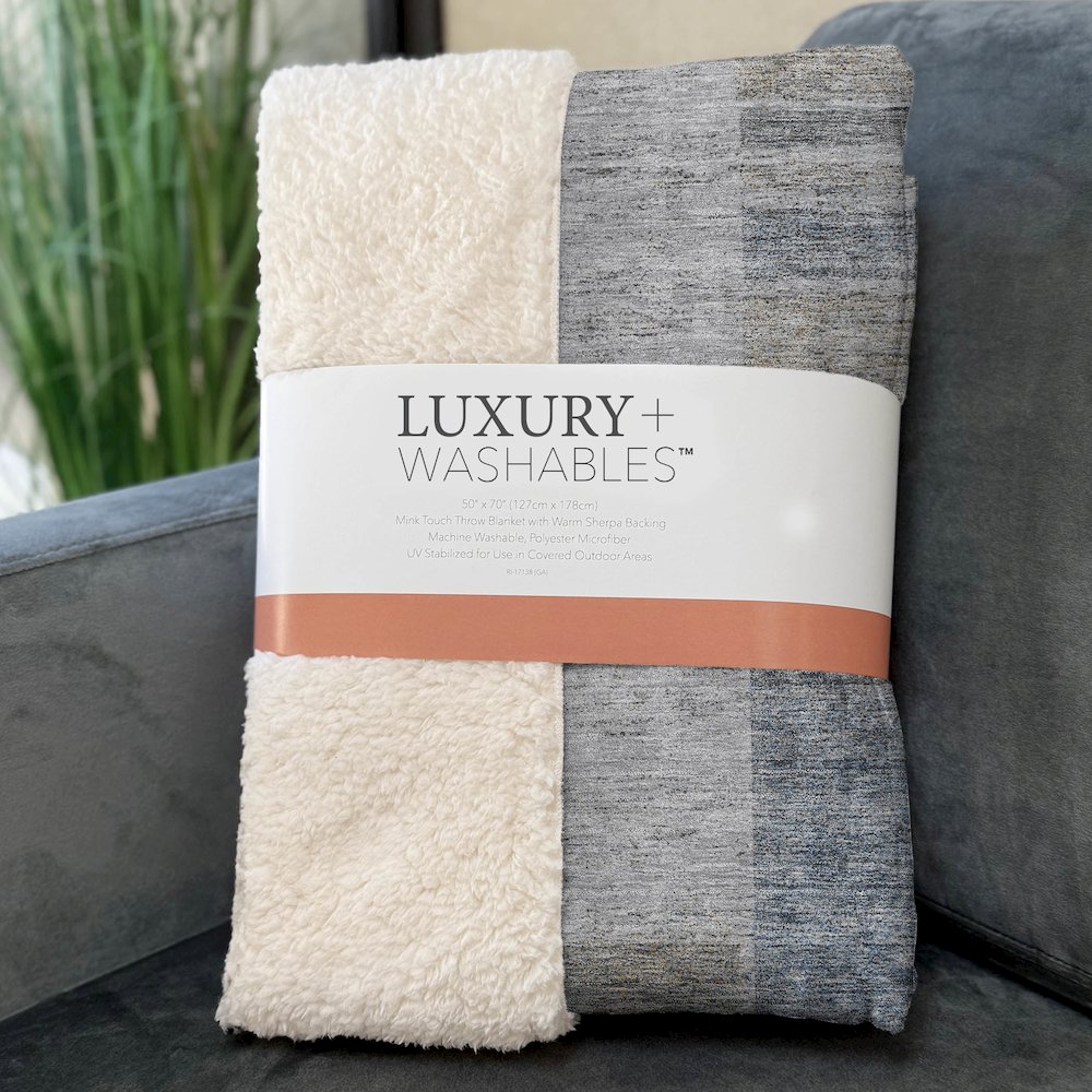 Premium Machine Washable ASB695 Taupe 50" x 70" Sherpa Throw Blanket. Picture 3