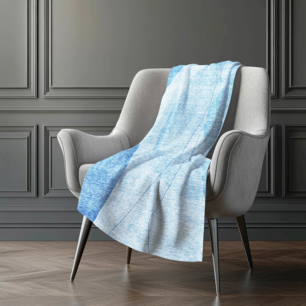 Premium Machine Washable ASB696 Blue 50" x 70" Sherpa Throw Blanket. Picture 5
