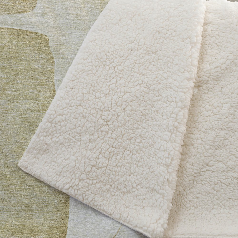 Premium Machine Washable ASB696 Gold 50" x 70" Sherpa Throw Blanket. Picture 2