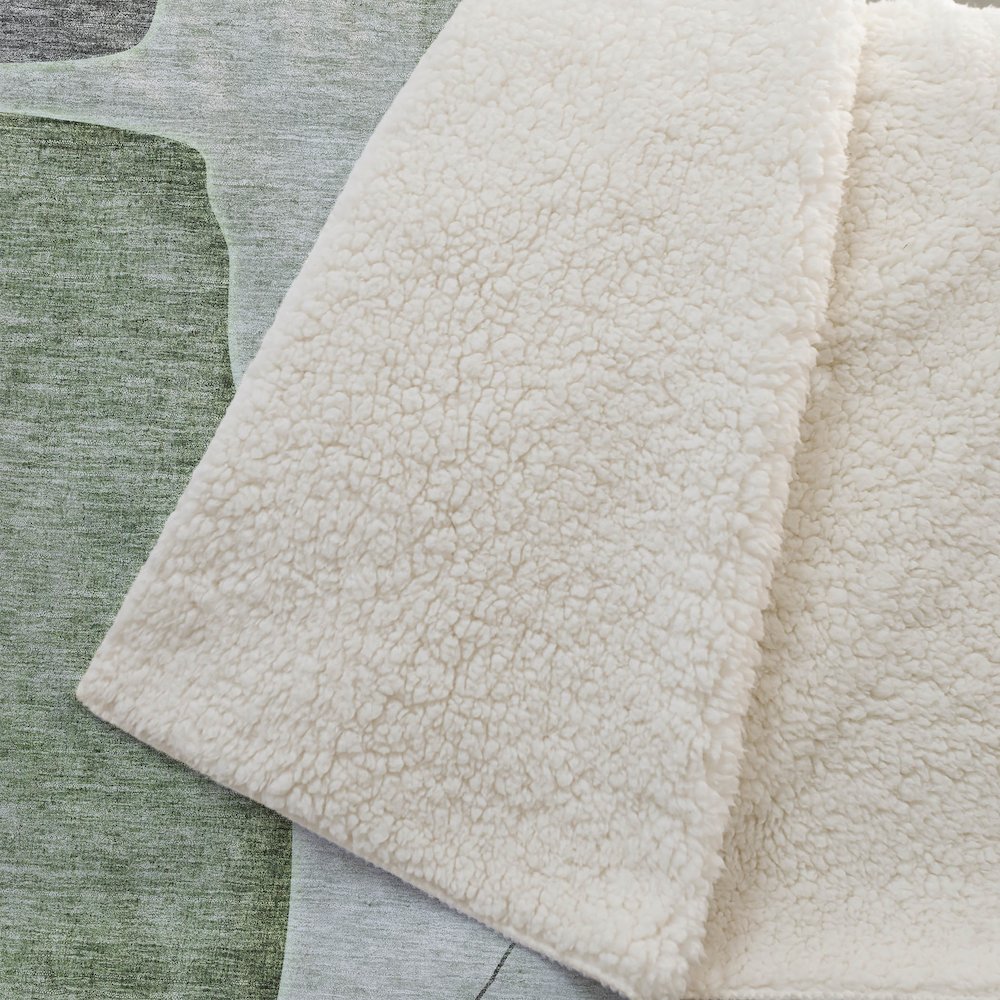 Premium Machine Washable ASB696 Green 50" x 70" Sherpa Throw Blanket. Picture 2