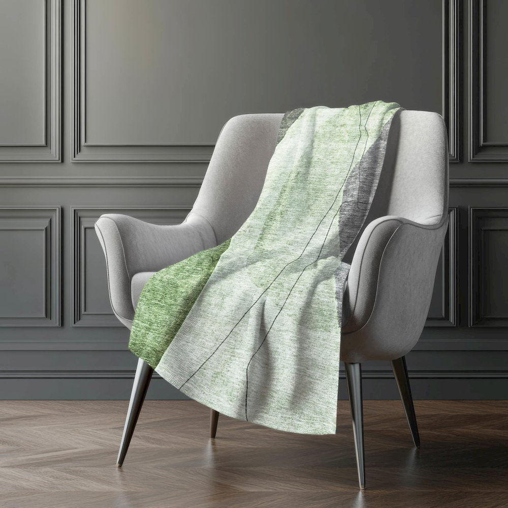 Premium Machine Washable ASB696 Green 50" x 70" Sherpa Throw Blanket. Picture 5