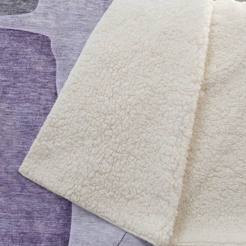Premium Machine Washable ASB696 Purple 50" x 70" Sherpa Throw Blanket. Picture 2