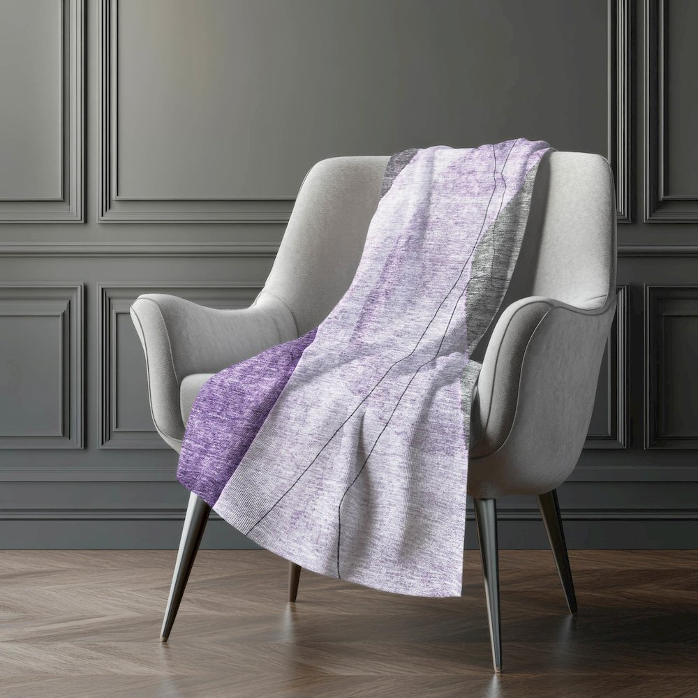Premium Machine Washable ASB696 Purple 50" x 70" Sherpa Throw Blanket. Picture 5