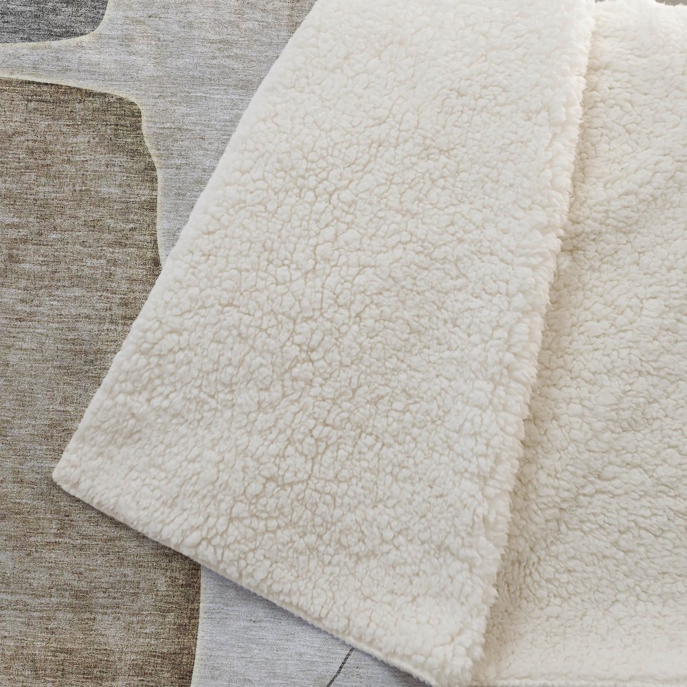 Premium Machine Washable ASB696 Taupe 50" x 70" Sherpa Throw Blanket. Picture 2
