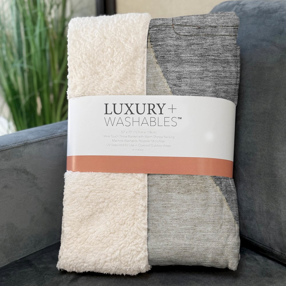 Premium Machine Washable ASB696 Taupe 50" x 70" Sherpa Throw Blanket. Picture 3