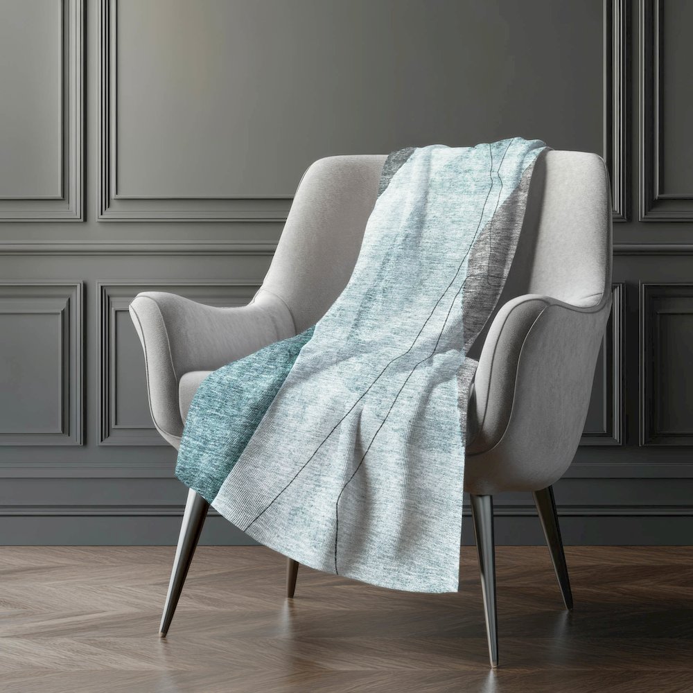 Premium Machine Washable ASB696 Teal 50" x 70" Sherpa Throw Blanket. Picture 5