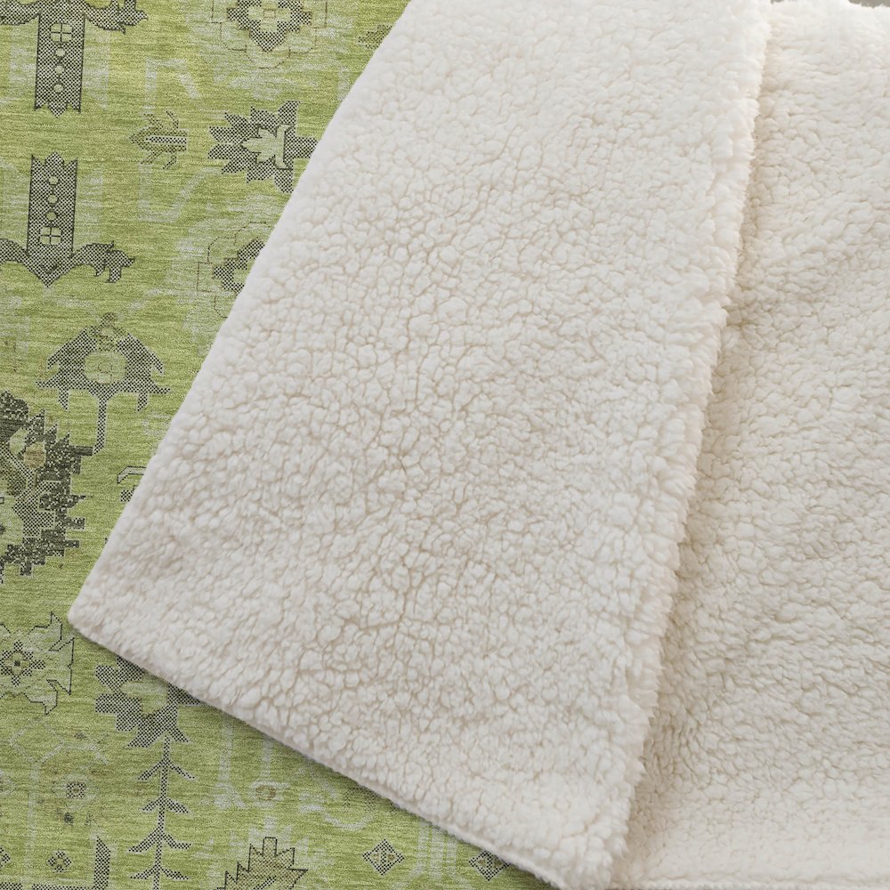 Premium Machine Washable ASB697 Aloe 50" x 70" Sherpa Throw Blanket. Picture 2